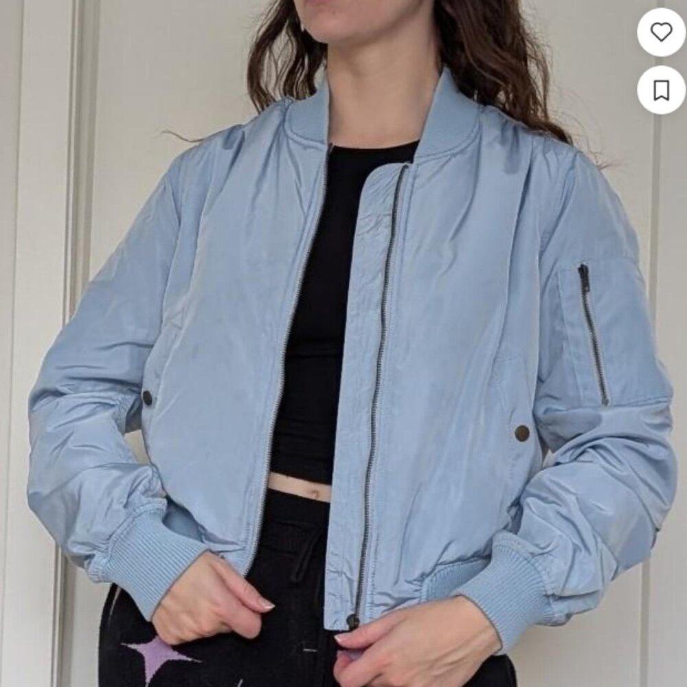 Pastel blue bomber jacket